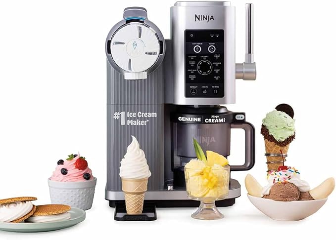 Ninja Swirl by CREAMi Soft Serve & Ice Cream Maker with 2x Tubs, 13 Functions, Makes Ice Cream, Soft Serve, Gelato, Sorbet, Milkshakes & More, Mix-In Option, Platinum Silver, NC701UK